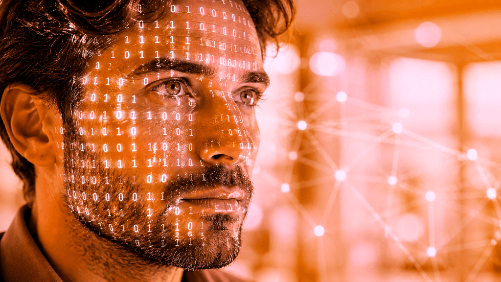 AI Challenge digitales porträt mit binärcode klarer