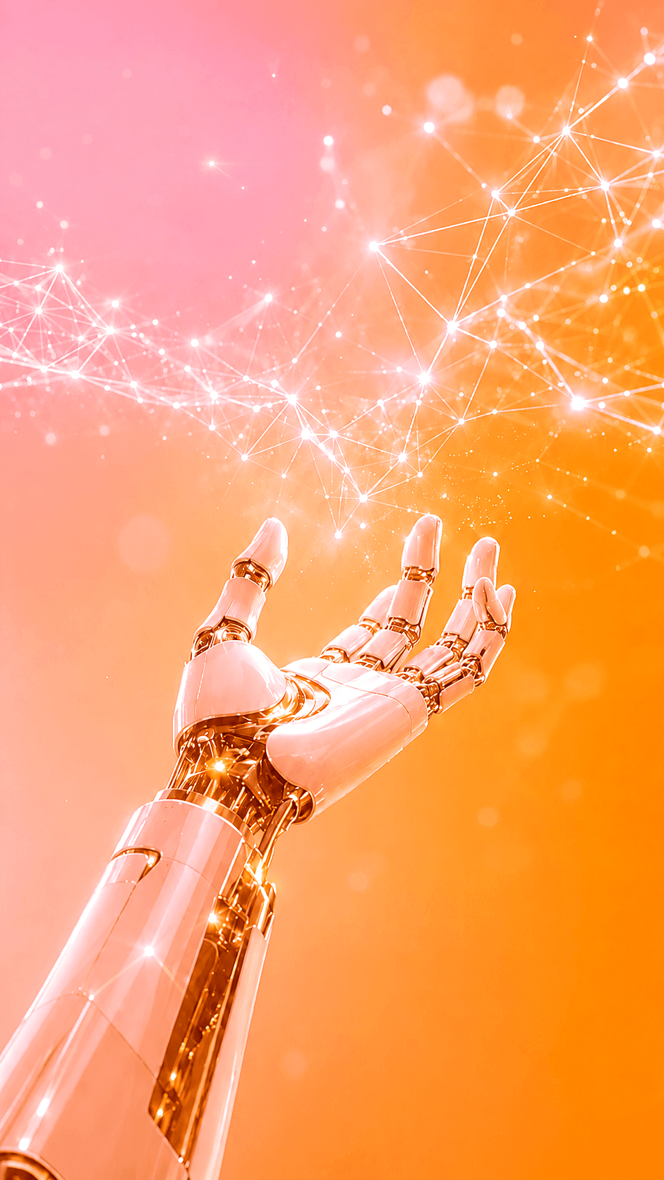 futuristische hand im lichtnetz klarer